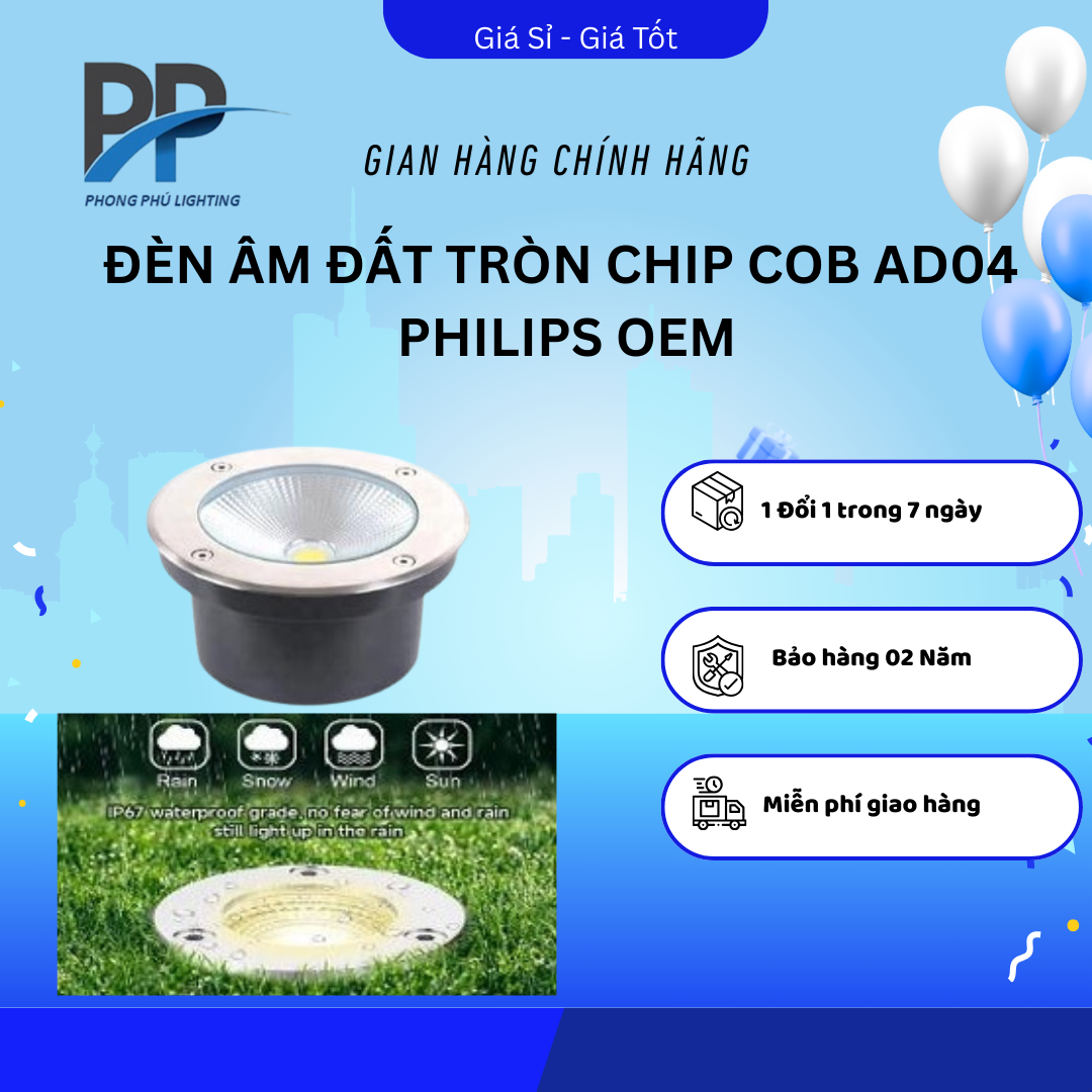 ĐÈN ÂM ĐẤT TRÒN COB AD04 PHILIPS OEM